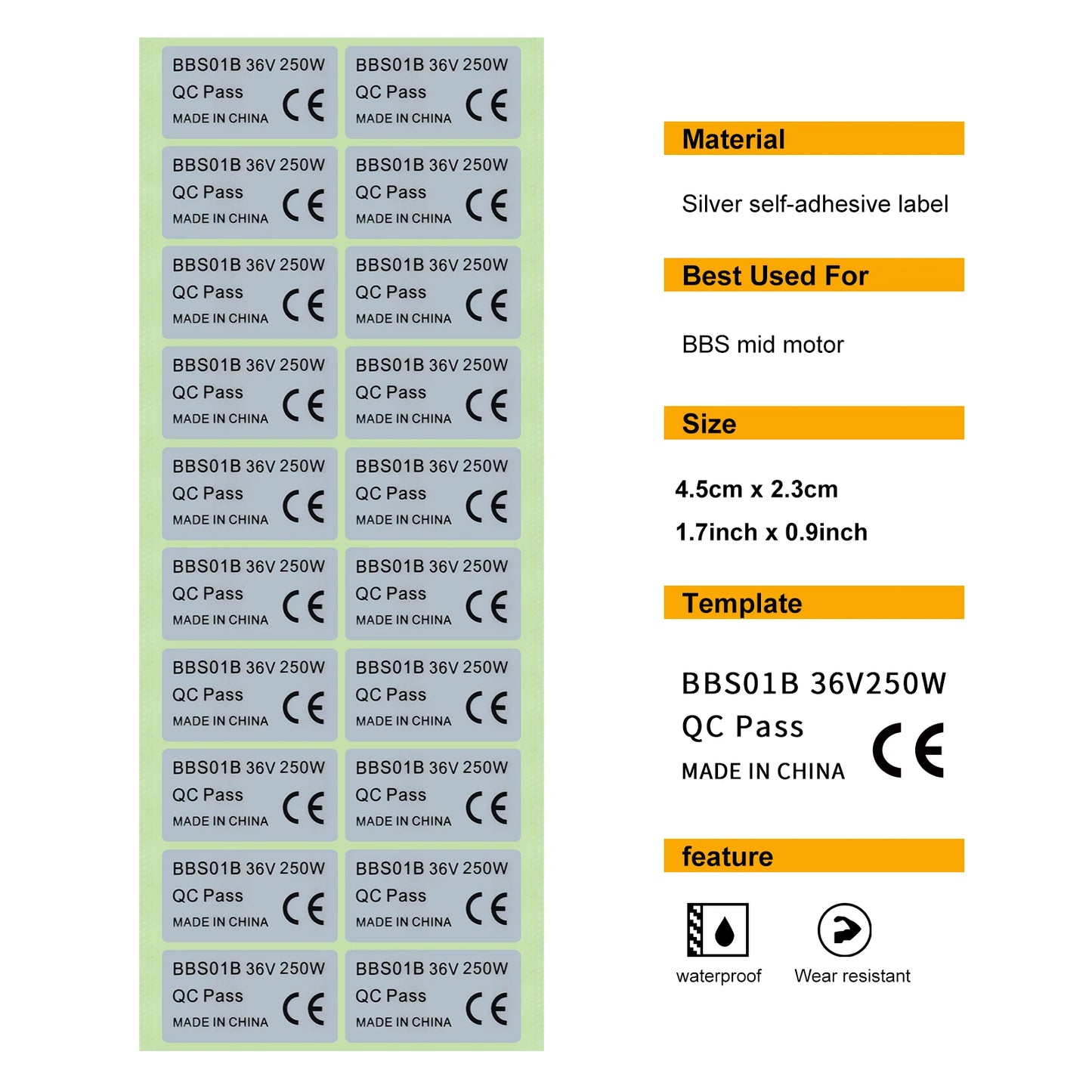 8PCS 36V 250W Sticker 48V 750W Sticker Electric Bicycle Sticker For BAFANG BBS01B BBS02B BBSHD Mid Drive Motor Ebike Accessries